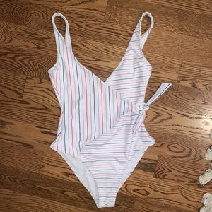 Striped one piece swimsuit